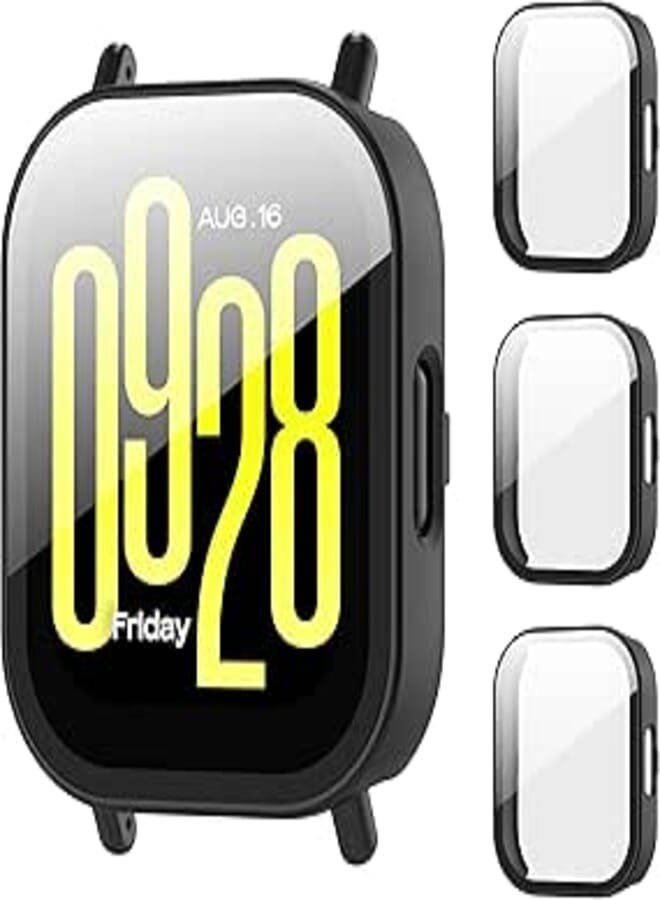 3 Piece Hard PC Protective Case for Xiaomi Redmi Watch 5 Active Protection Screen 9H Tempered Glass, Scratch Resistant, Precise Match Case for Xiaomi Redmi Watch 5 Active